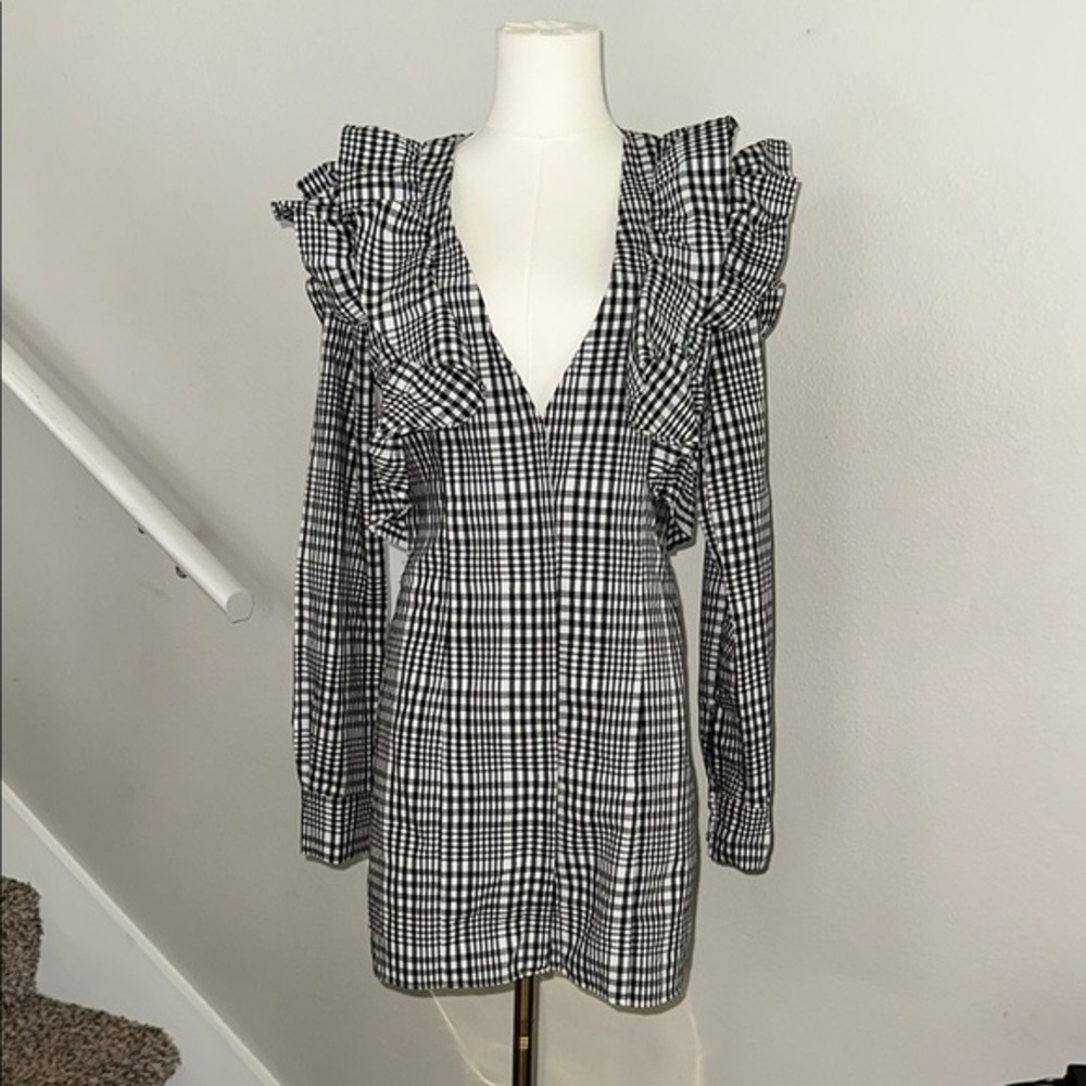 Revolve Lovers + Friends Checkered Ruffle Dress size Small